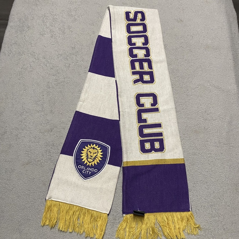 Adidas Orlando City‎ Scarf 7"x56" Purple Colorblock Stripe Supporter MLS